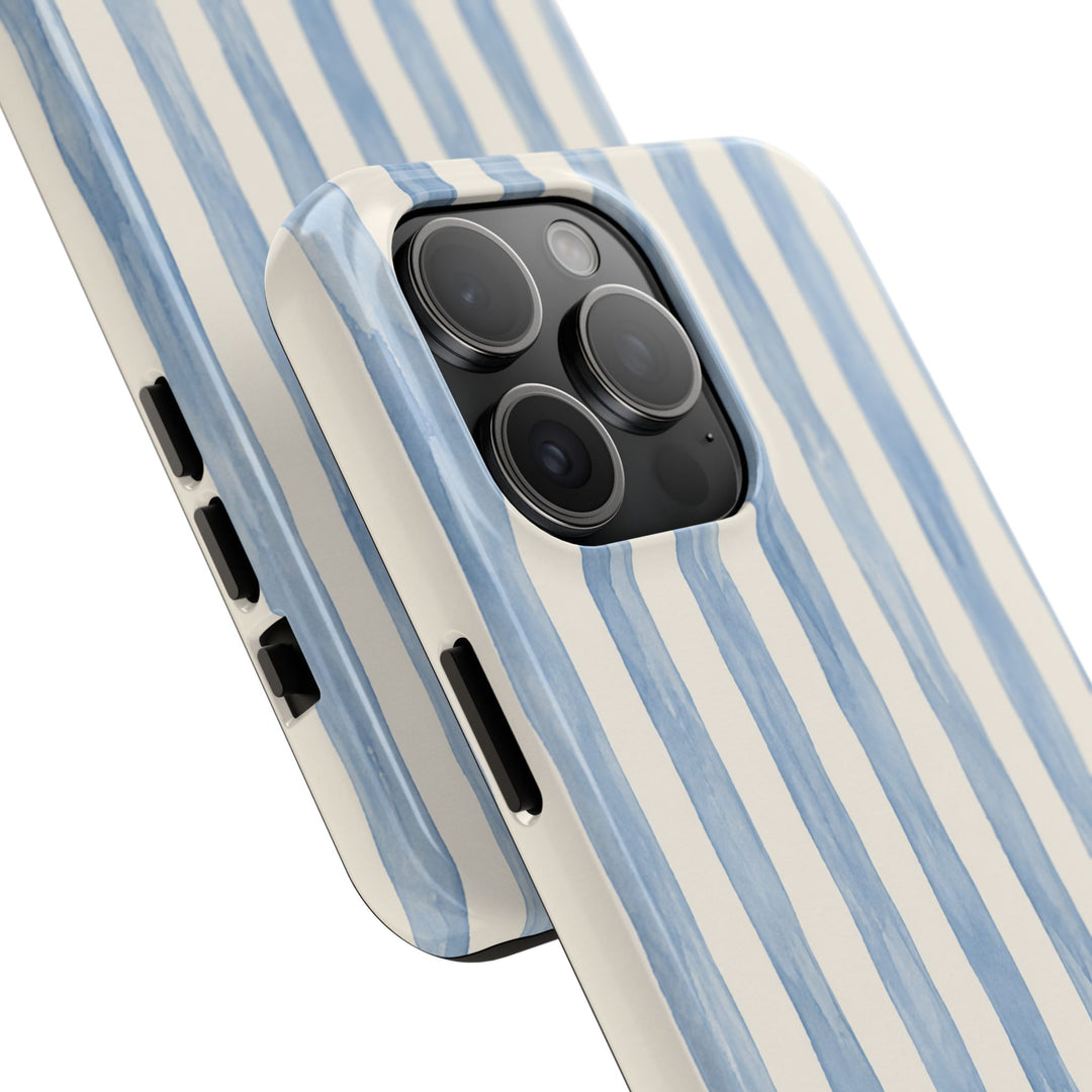 Blue Watercolor Stripe Tough Phone Case — Protective iPhone Cover
