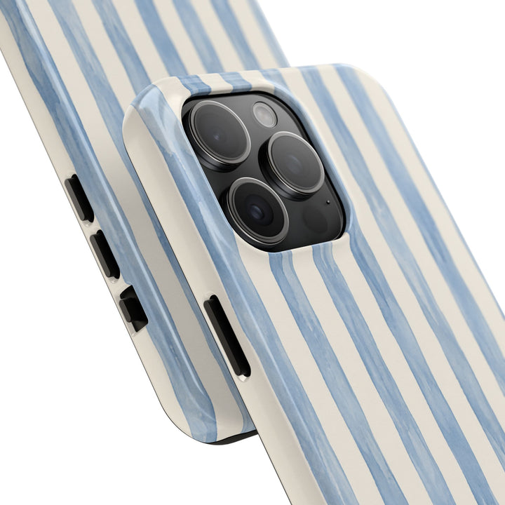 Blue Watercolor Stripe Tough Phone Case — Protective iPhone Cover
