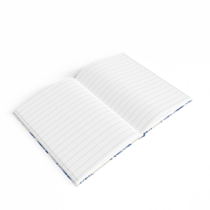 Floral Bluewater Ruled Journal — Vintage Blue Floral Notebook