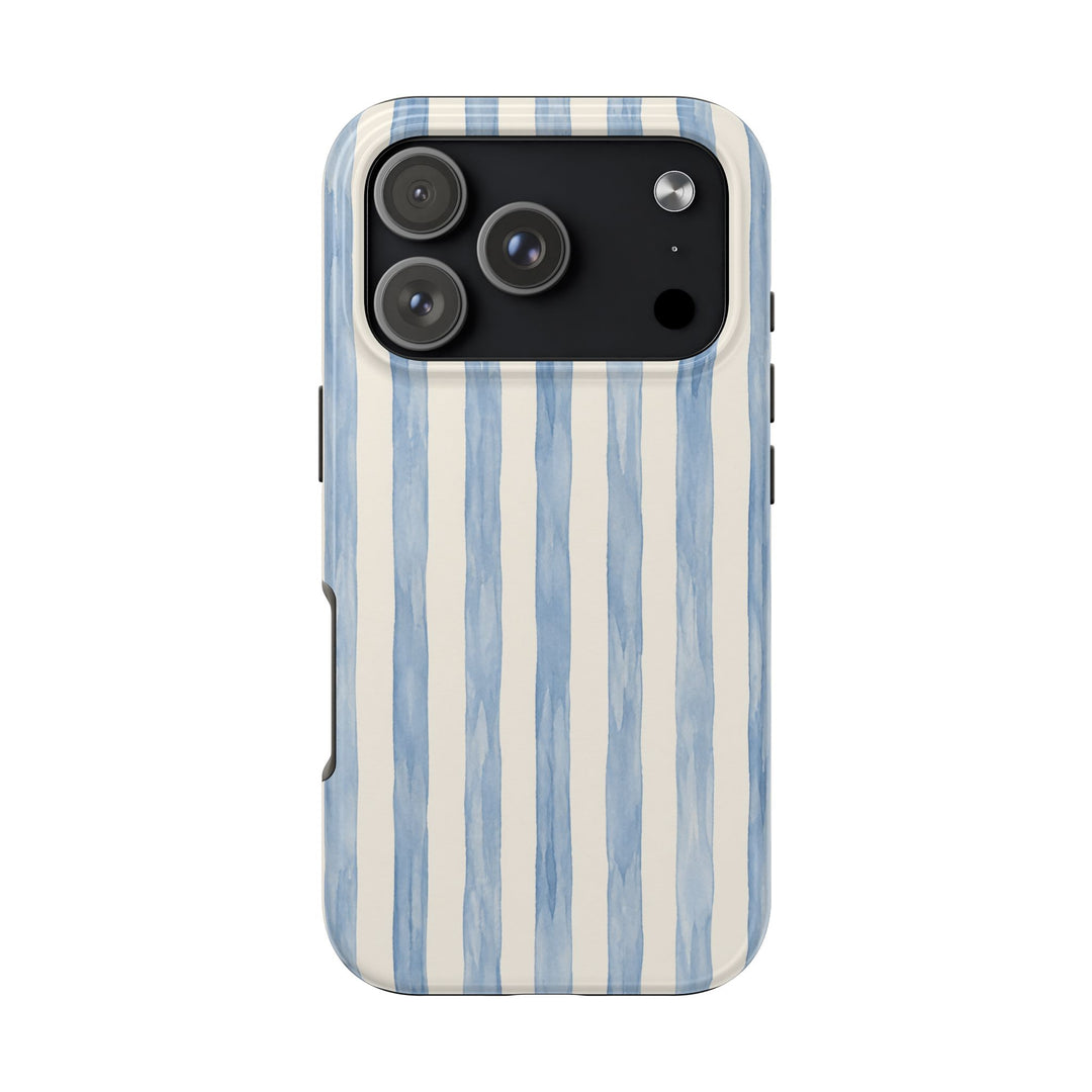 Blue Watercolor Stripe Tough Phone Case — Protective iPhone Cover