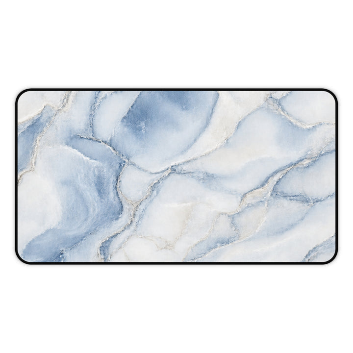 Blue Marble Desk Mat – Elegant Watercolor Marble Mouse Pad