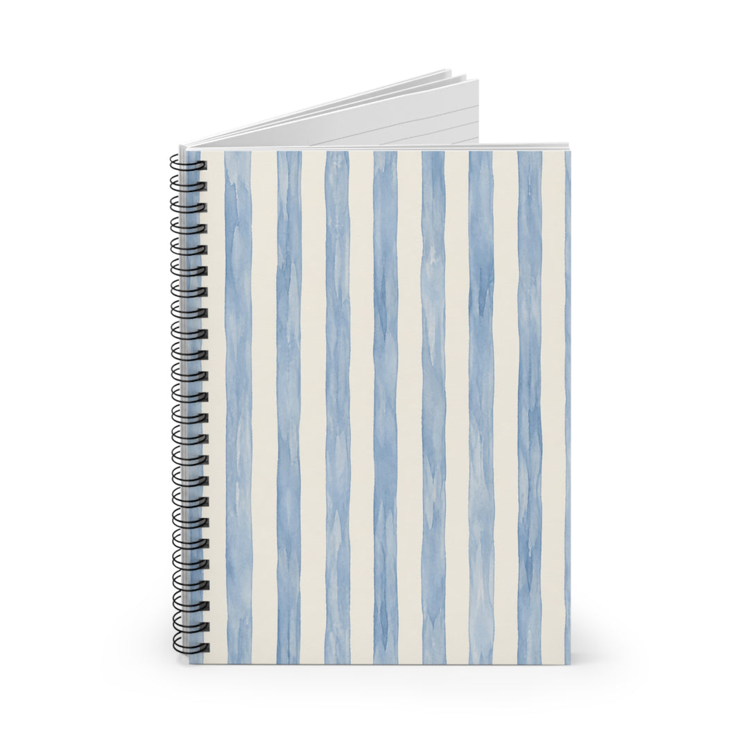 Blue Watercolor Stripe Spiral Notebook — Ruled Journal for Notes &amp; Planning