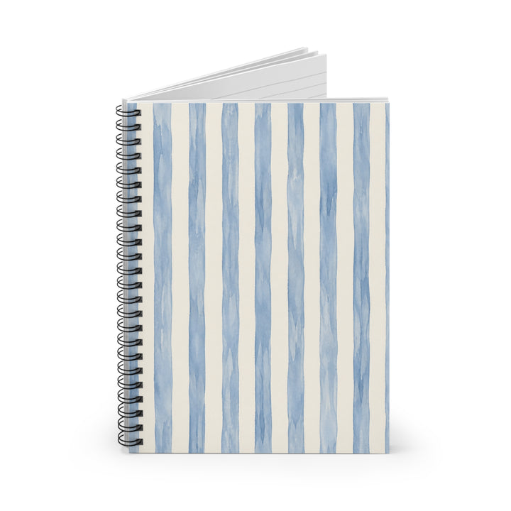 Blue Watercolor Stripe Spiral Notebook — Ruled Journal for Notes &amp; Planning