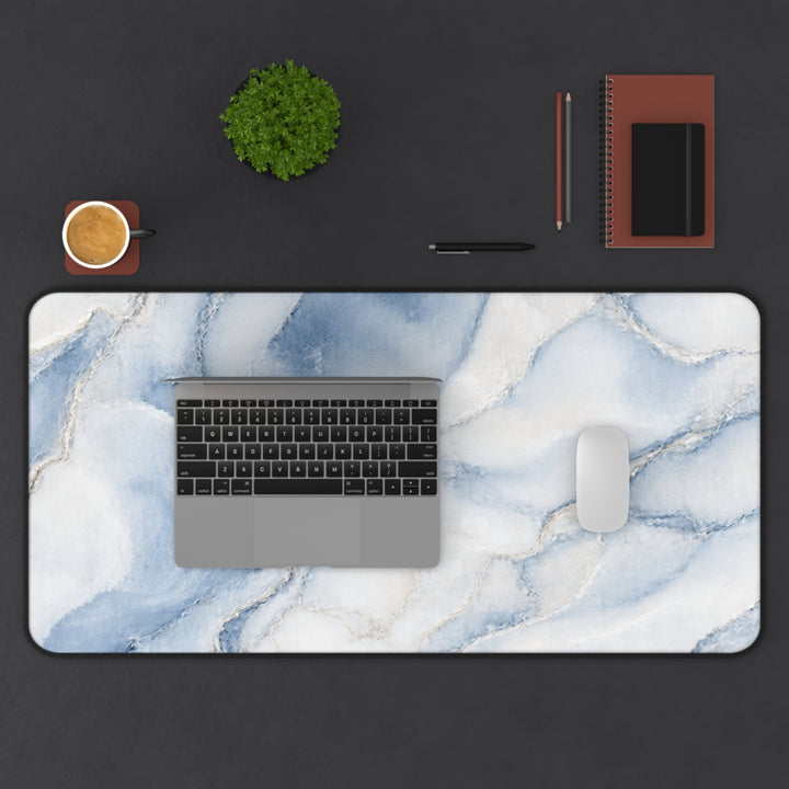 Blue Marble Desk Mat – Elegant Watercolor Marble Mouse Pad