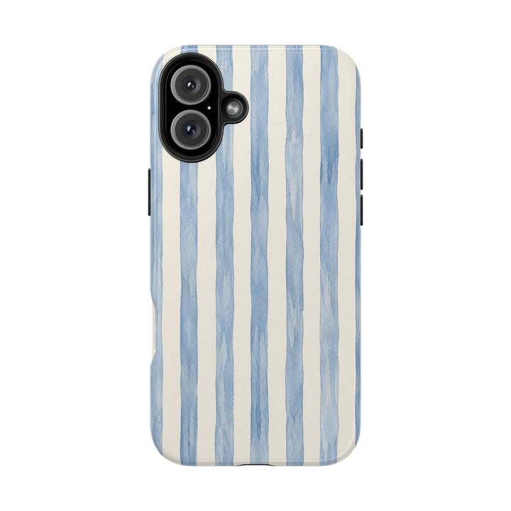 Blue Watercolor Stripe Tough Phone Case — Protective iPhone Cover