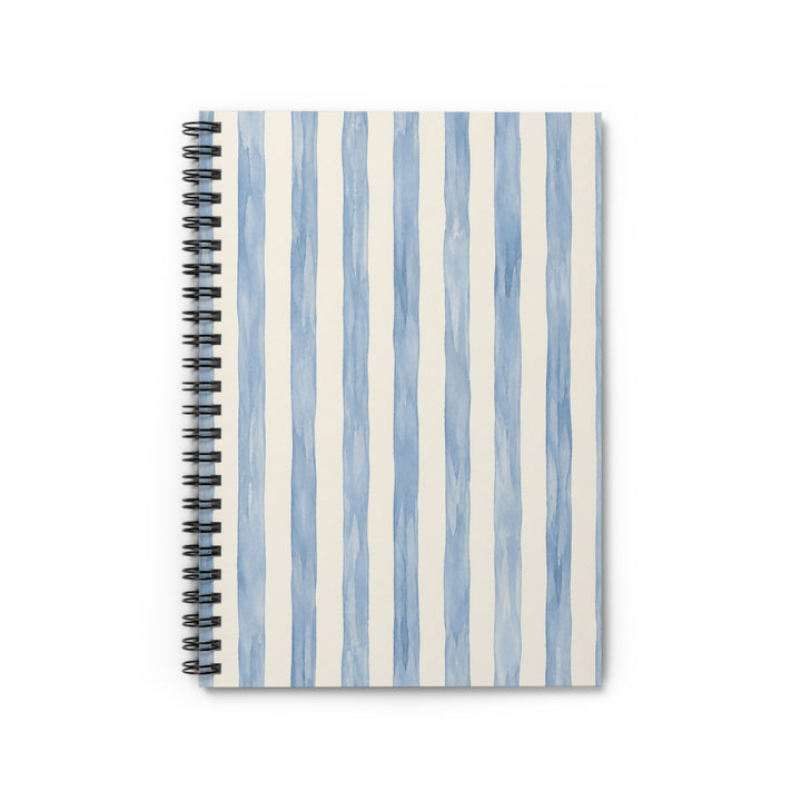 Blue Watercolor Stripe Spiral Notebook — Ruled Journal for Notes &amp; Planning