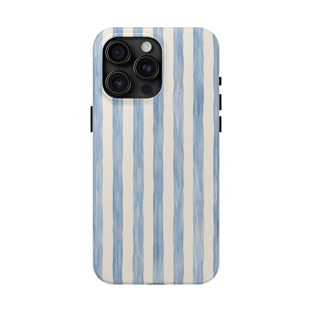 Blue Watercolor Stripe Tough Phone Case — Protective iPhone Cover