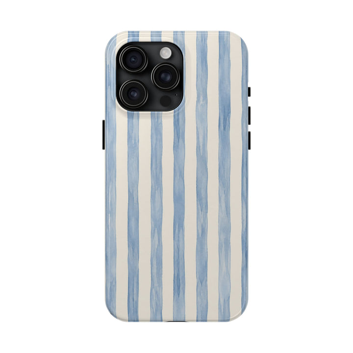 Blue Watercolor Stripe Tough Phone Case — Protective iPhone Cover