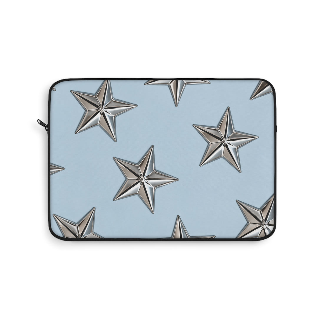 Metallic Stars Laptop Sleeve — Sky Blue Protective Case