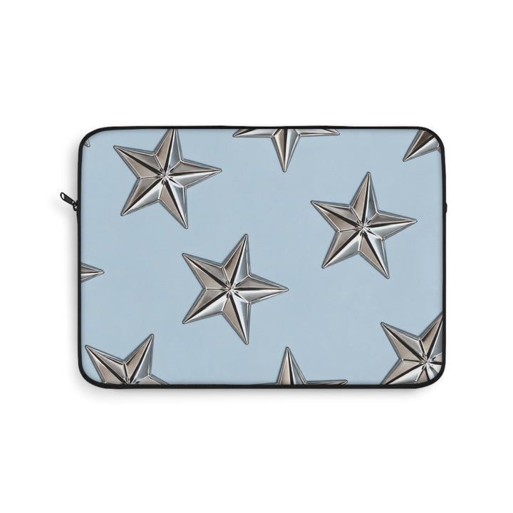 Metallic Stars Laptop Sleeve — Sky Blue Protective Case