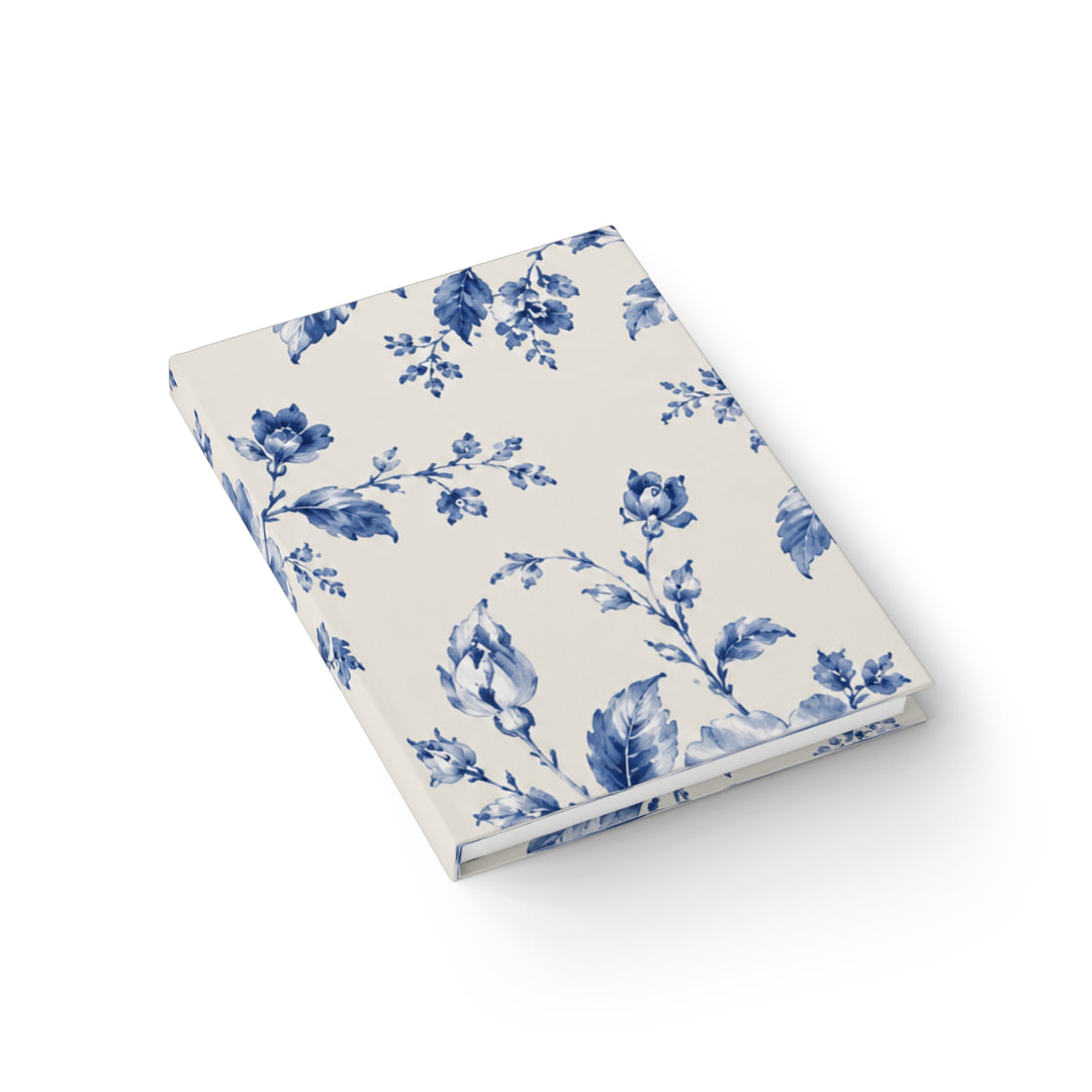 Floral Bluewater Ruled Journal — Vintage Blue Floral Notebook