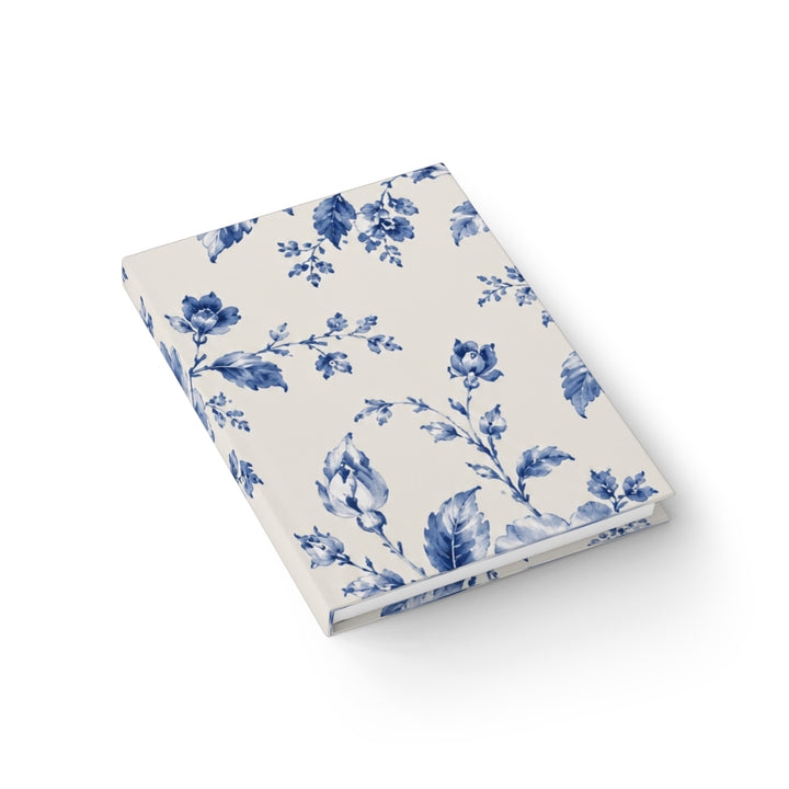 Floral Bluewater Ruled Journal — Vintage Blue Floral Notebook