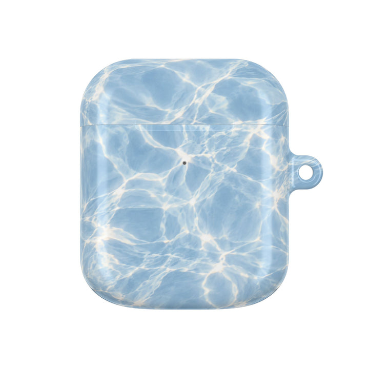 Blue Water Ripple AirPod Case — Summery Pool Pattern Protective Cover