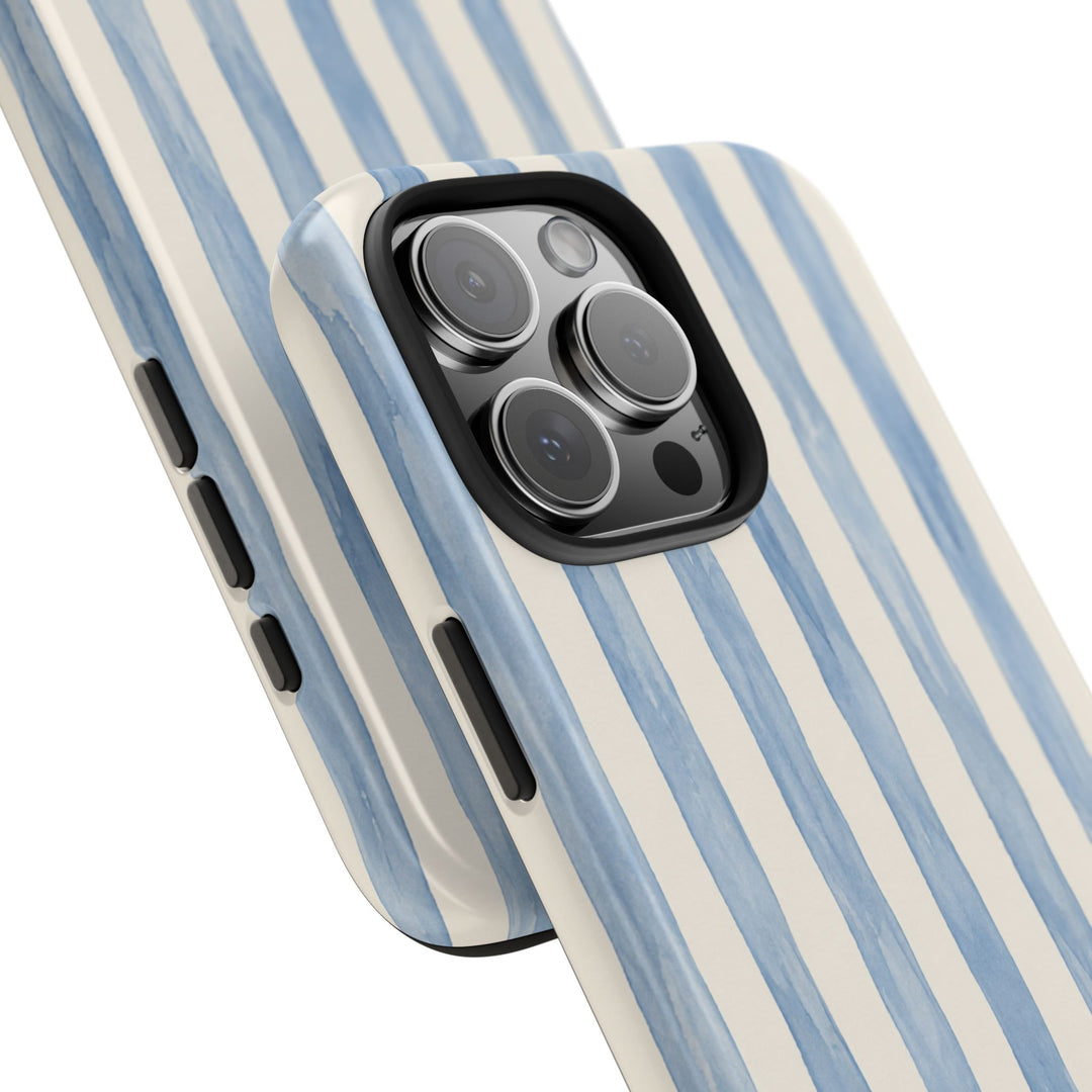 Blue Watercolor Stripe Tough Phone Case — Protective iPhone Cover