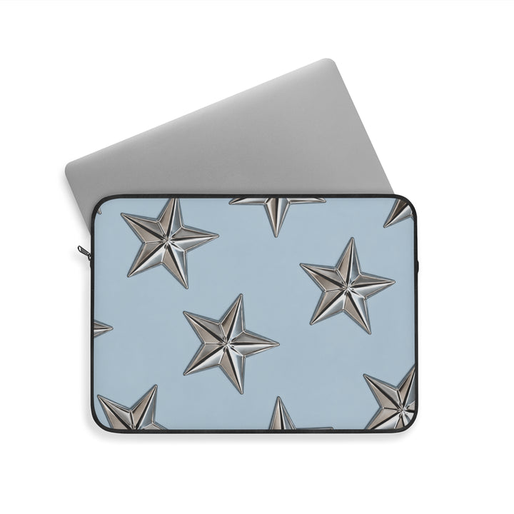 Metallic Stars Laptop Sleeve — Sky Blue Protective Case