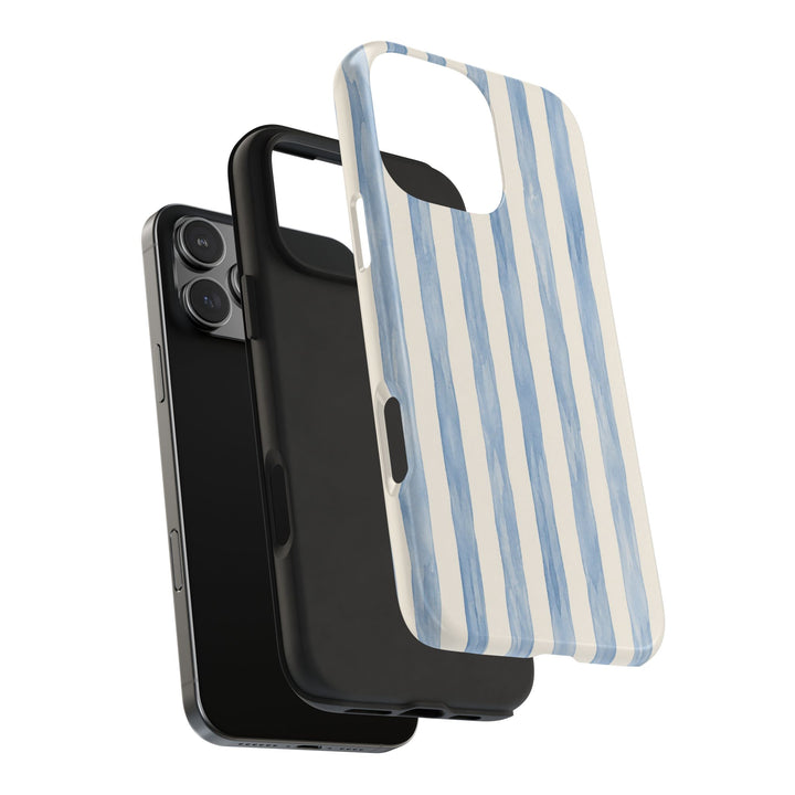 Blue Watercolor Stripe Tough Phone Case — Protective iPhone Cover