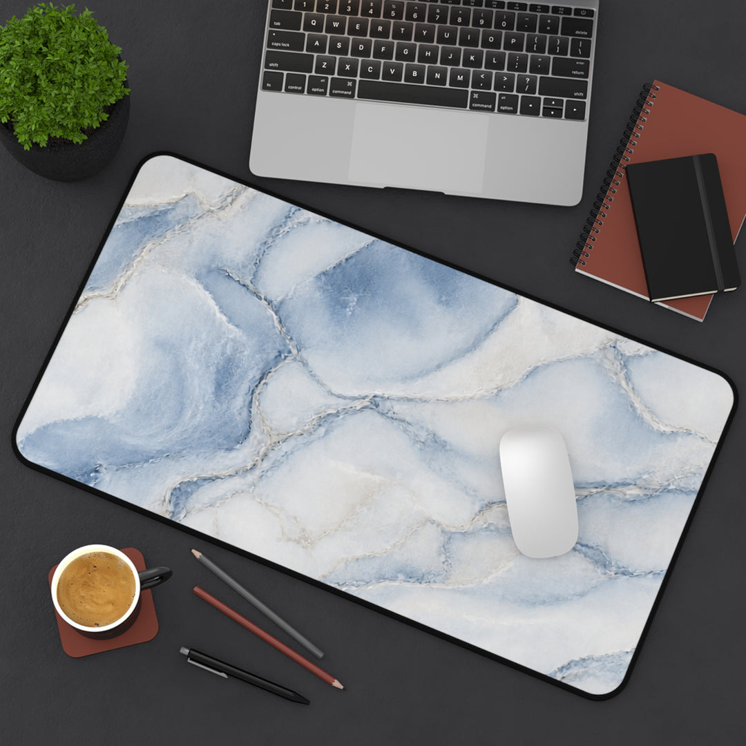 Blue Marble Desk Mat – Elegant Watercolor Marble Mouse Pad