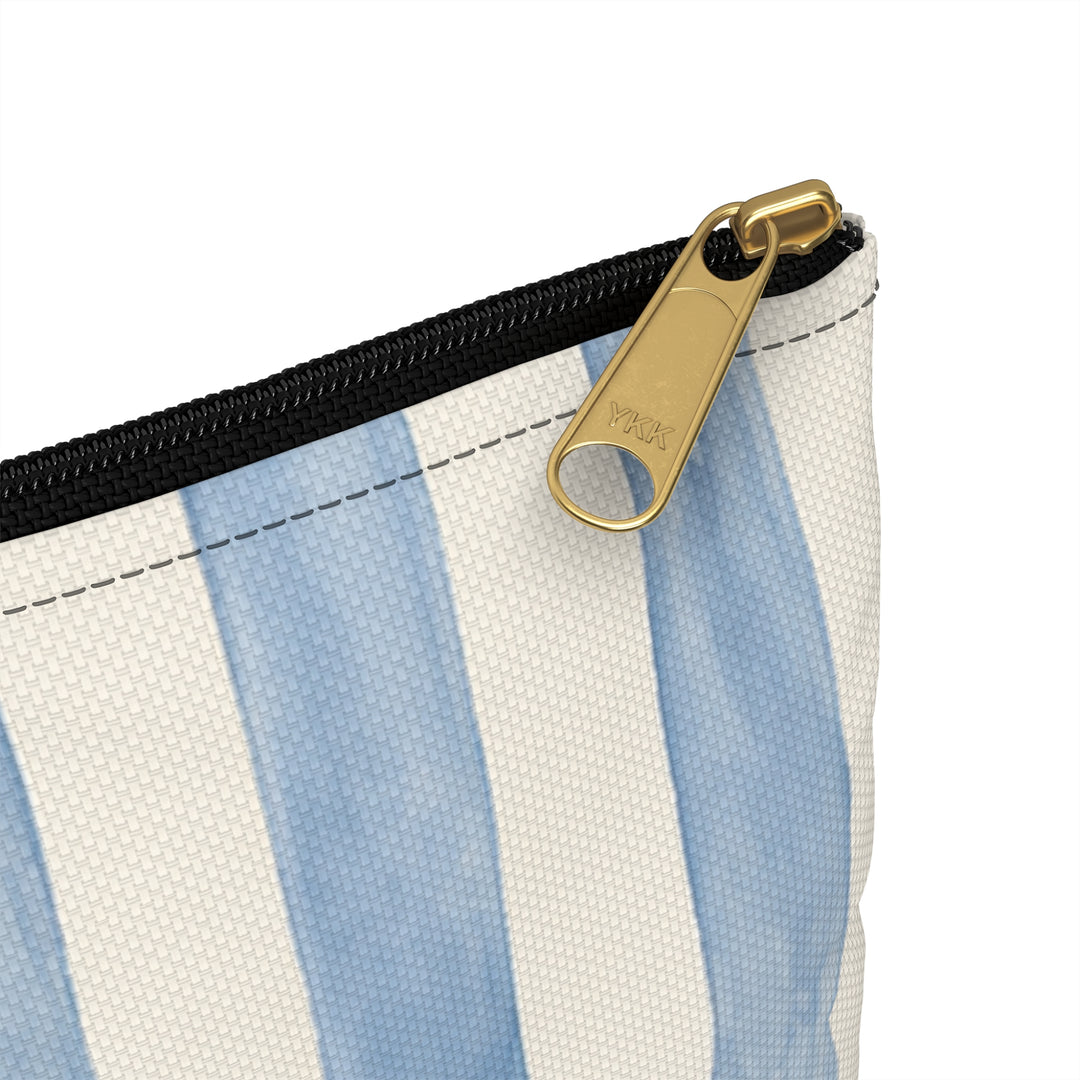 Blue Watercolor Stripe Accessory Pouch — Cosmetic &amp; Travel Makeup Bag