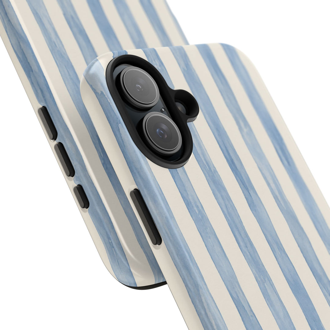 Blue Watercolor Stripe Tough Phone Case — Protective iPhone Cover