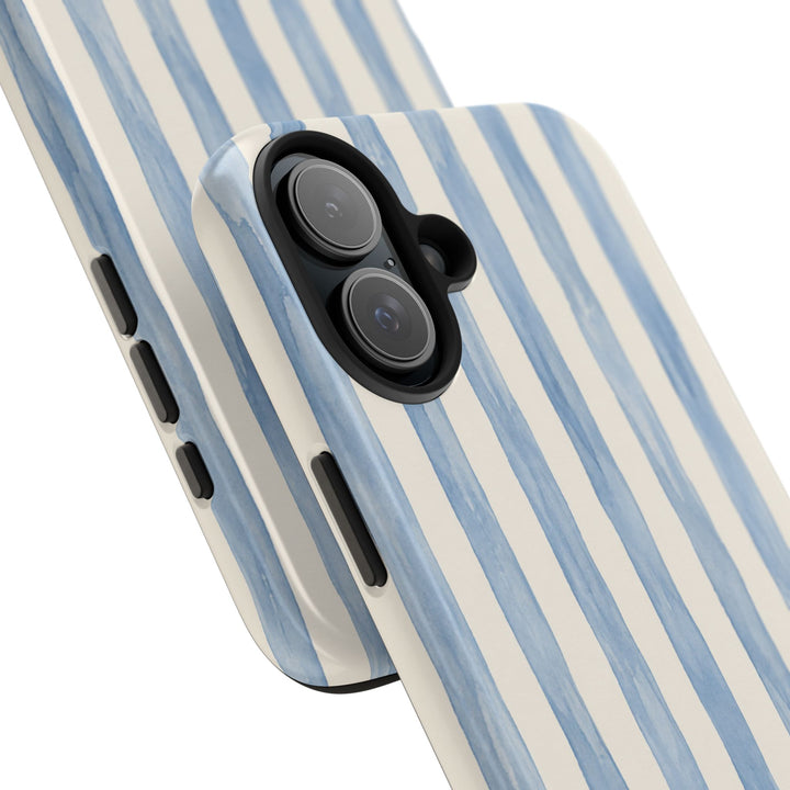 Blue Watercolor Stripe Tough Phone Case — Protective iPhone Cover