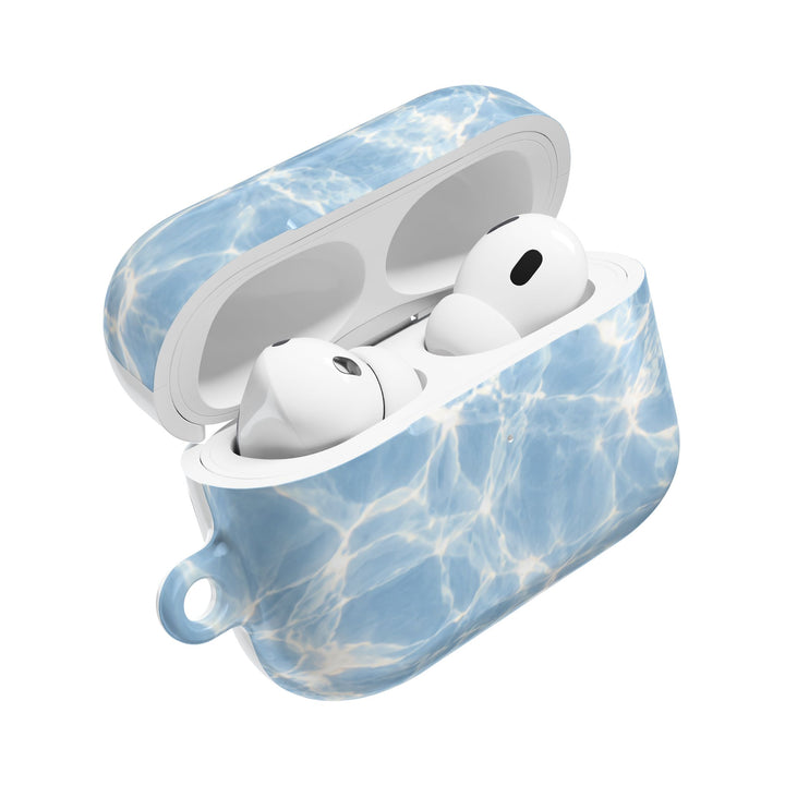 Blue Water Ripple AirPod Case — Summery Pool Pattern Protective Cover