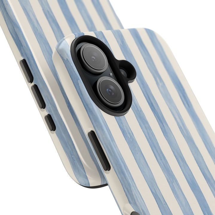Blue Watercolor Stripe Tough Phone Case — Protective iPhone Cover