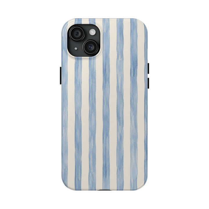 Blue Watercolor Stripe Tough Phone Case — Protective iPhone Cover