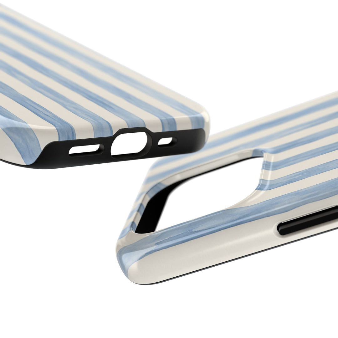 Blue Watercolor Stripe Tough Phone Case — Protective iPhone Cover