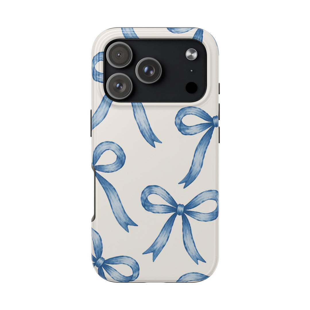 Blue Watercolor Bows - Tough Phone Case