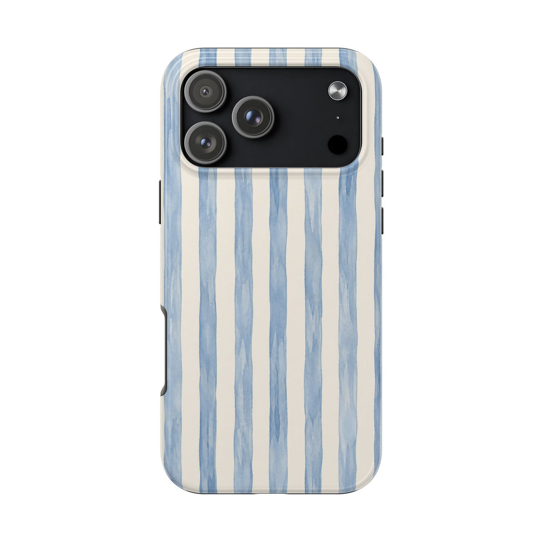 Blue Watercolor Stripe Tough Phone Case — Protective iPhone Cover
