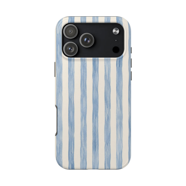 Blue Watercolor Stripe Tough Phone Case — Protective iPhone Cover