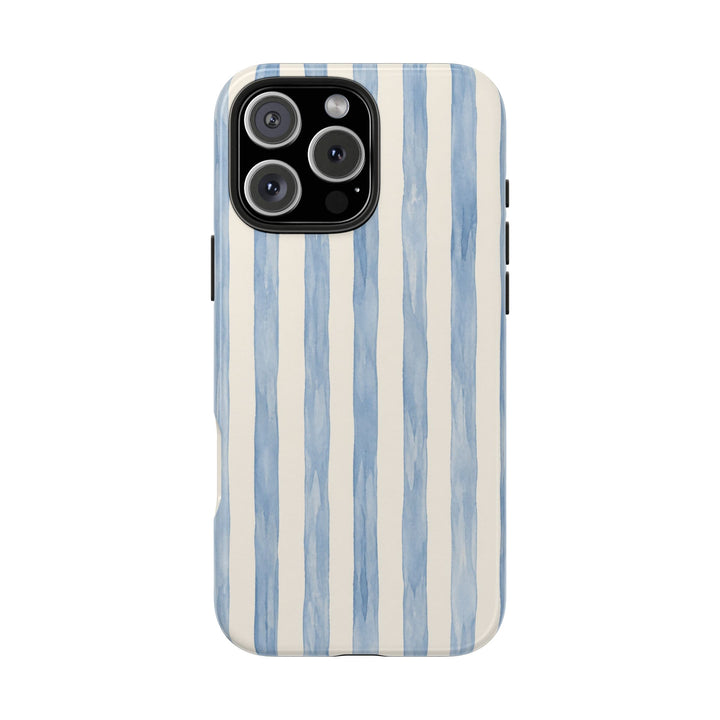 Blue Watercolor Stripe Tough Phone Case — Protective iPhone Cover