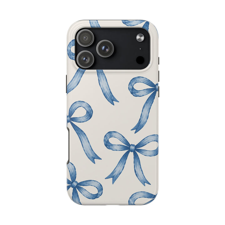 Blue Watercolor Bows - Tough Phone Case