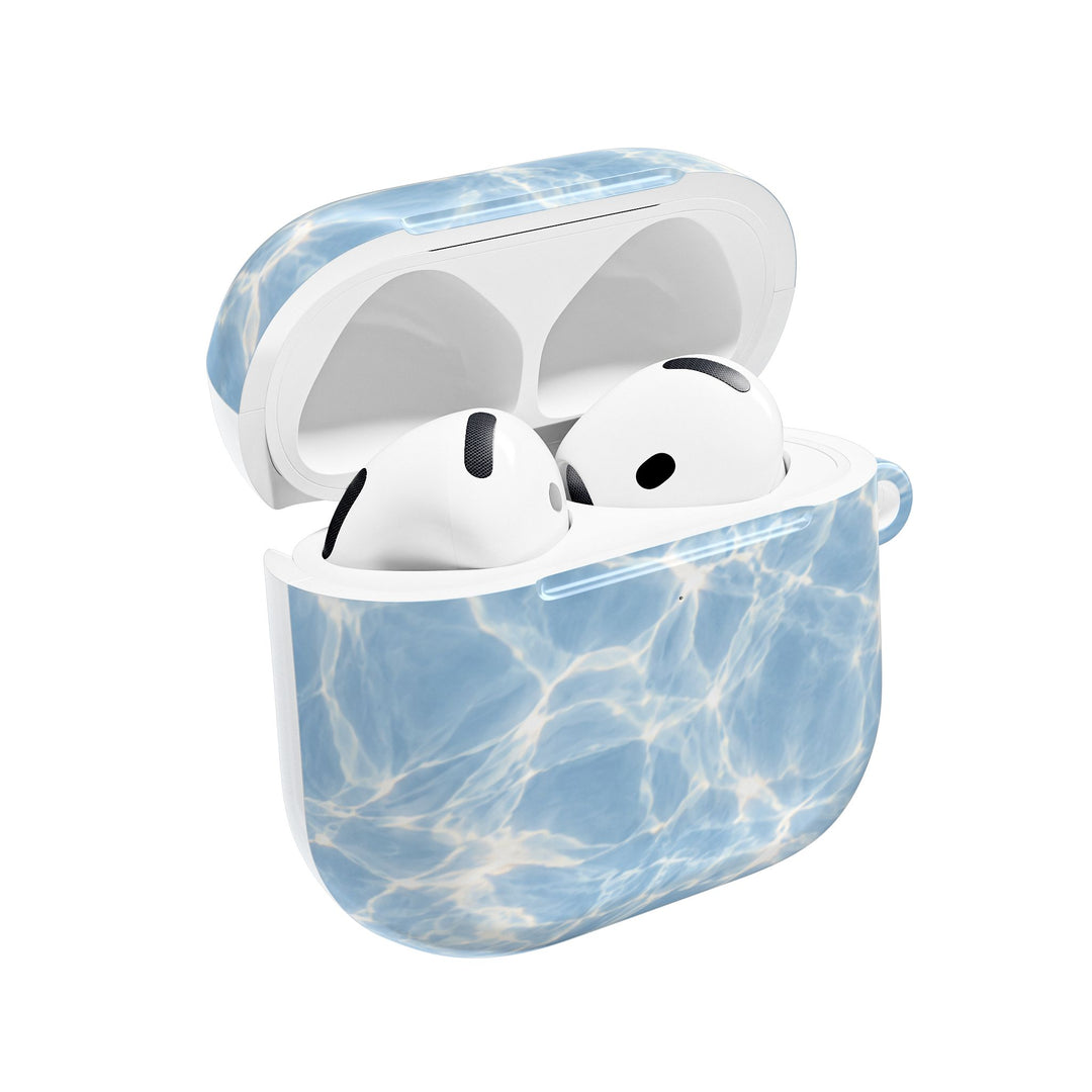 Blue Water Ripple AirPod Case — Summery Pool Pattern Protective Cover