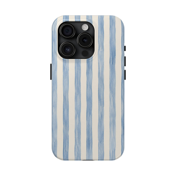 Blue Watercolor Stripe Tough Phone Case — Protective iPhone Cover