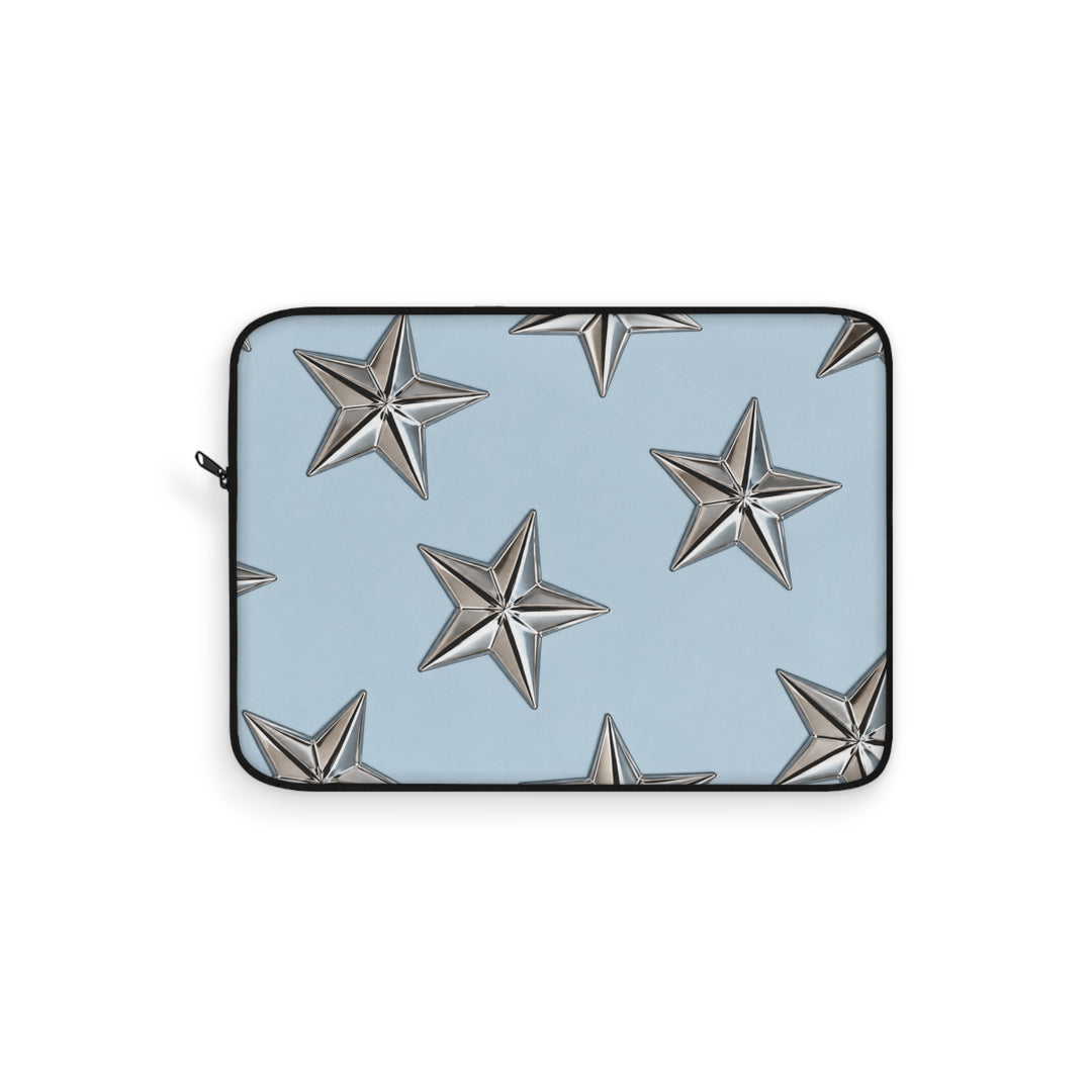 Metallic Stars Laptop Sleeve — Sky Blue Protective Case