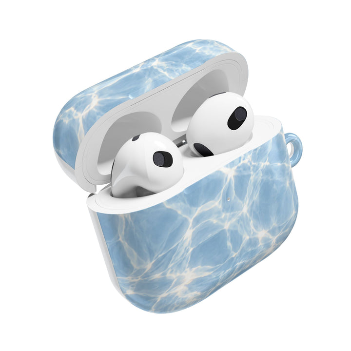 Blue Water Ripple AirPod Case — Summery Pool Pattern Protective Cover