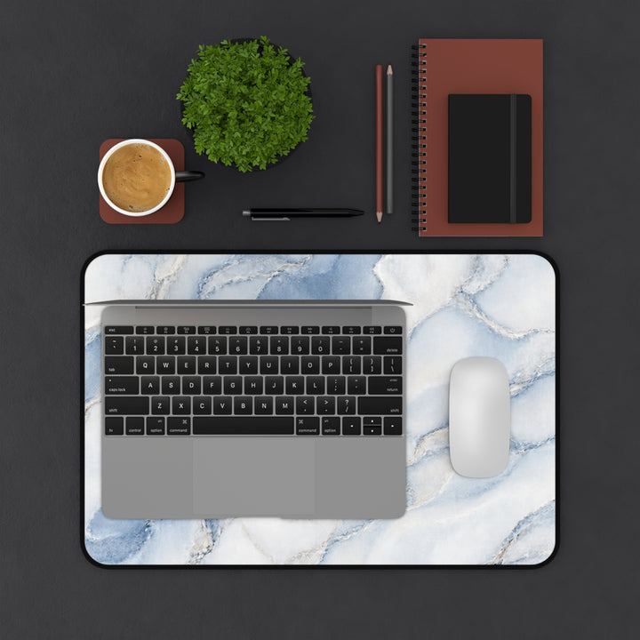 Blue Marble Desk Mat – Elegant Watercolor Marble Mouse Pad
