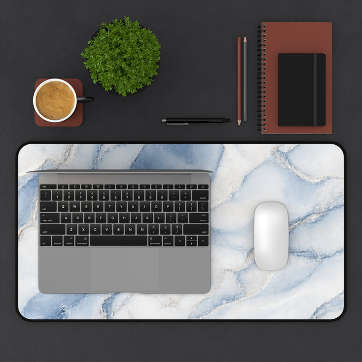 Blue Marble Desk Mat – Elegant Watercolor Marble Mouse Pad