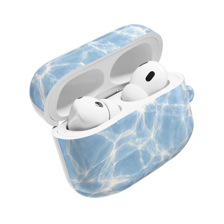 Blue Water Ripple AirPod Case — Summery Pool Pattern Protective Cover