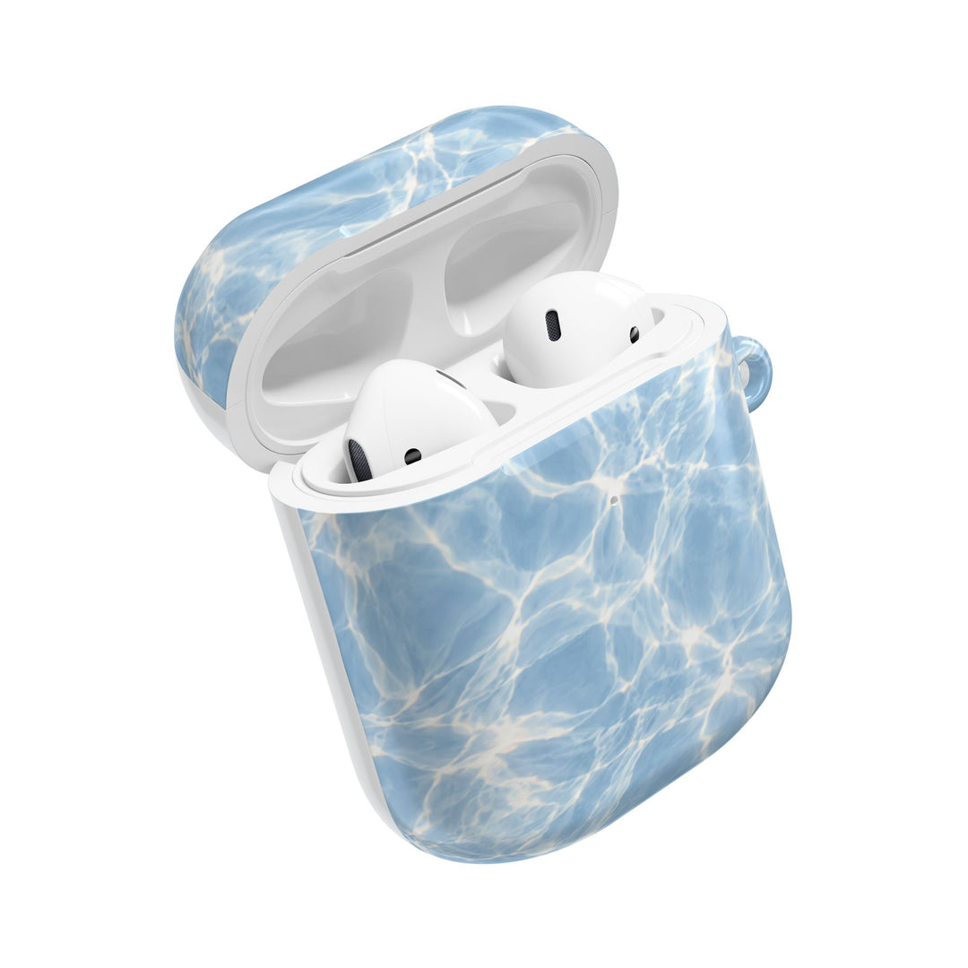 Blue Water Ripple AirPod Case — Summery Pool Pattern Protective Cover