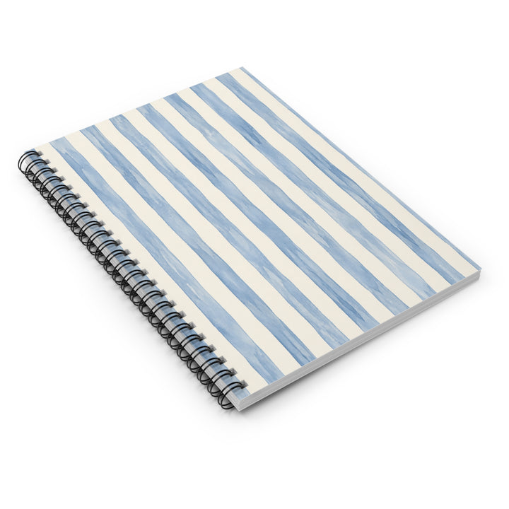 Blue Watercolor Stripe Spiral Notebook — Ruled Journal for Notes &amp; Planning