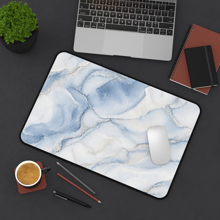 Blue Marble Desk Mat – Elegant Watercolor Marble Mouse Pad