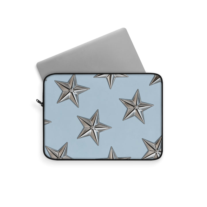 Metallic Stars Laptop Sleeve — Sky Blue Protective Case