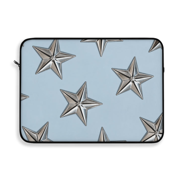 Metallic Stars Laptop Sleeve — Sky Blue Protective Case
