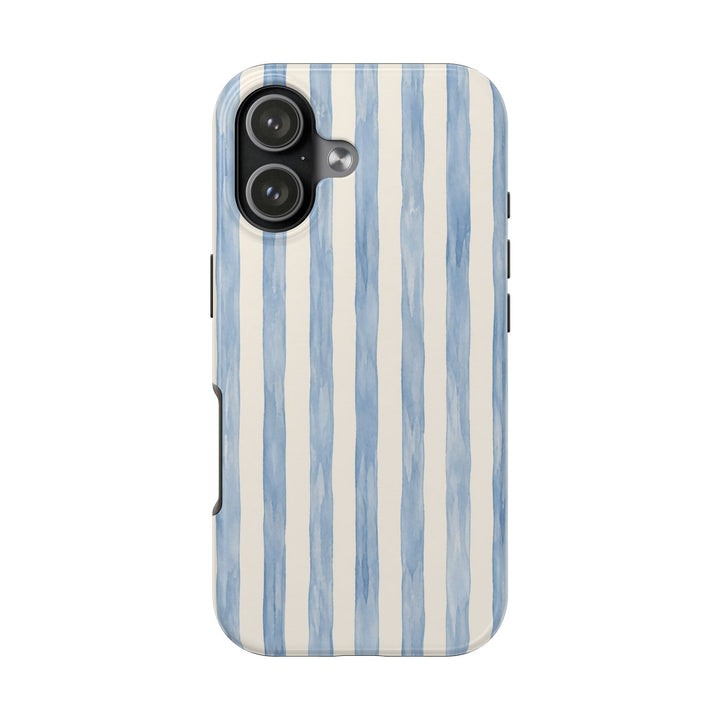 Blue Watercolor Stripe Tough Phone Case — Protective iPhone Cover