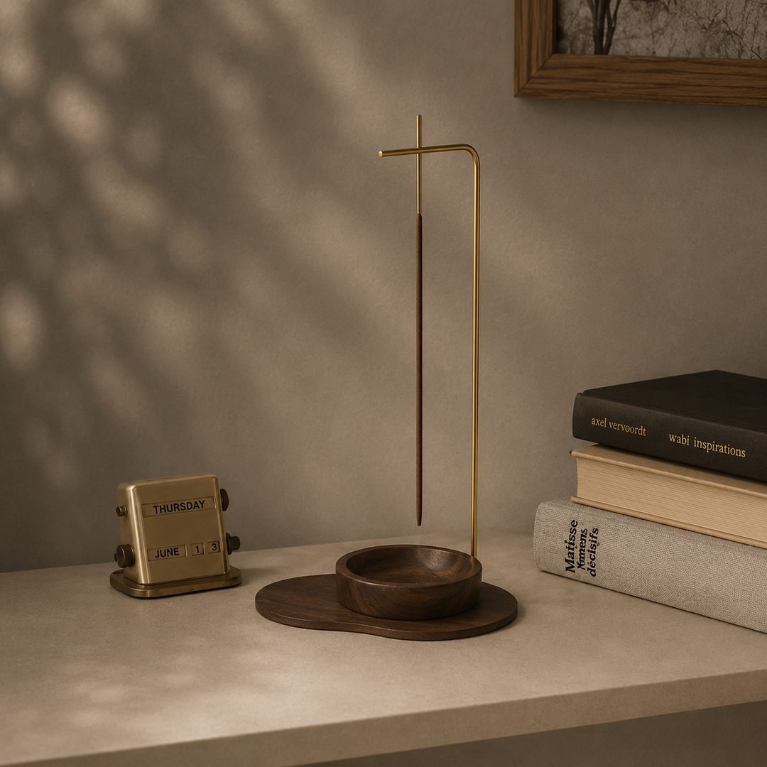 Brass + Walnut Incense Holder