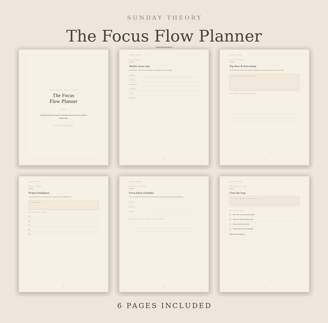 The Focus Flow Planner - Printable Daily Focus Pages