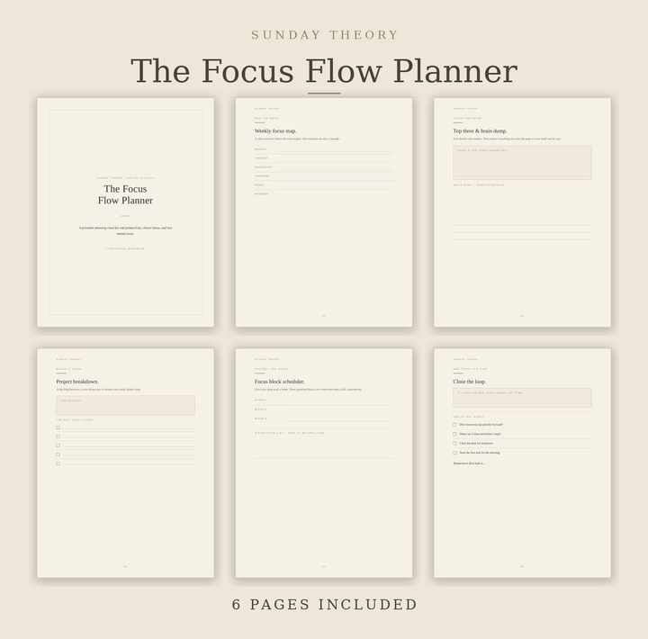 The Focus Flow Planner - Printable Daily Focus Pages
