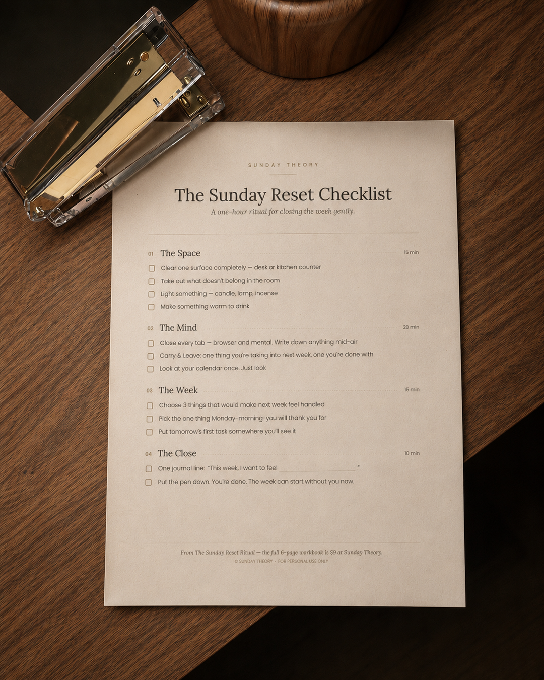 The Sunday Reset Checklist — Free Printable